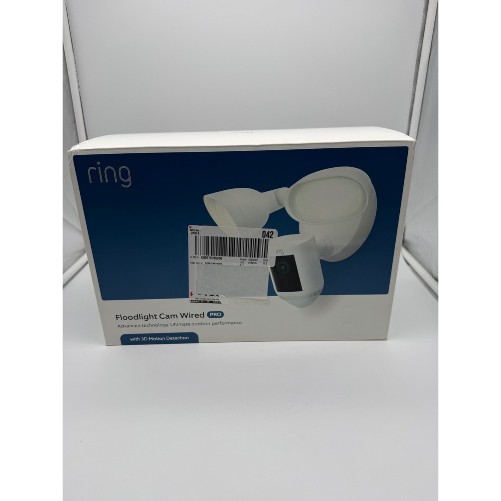 Ring Floodlight Cam Wired Pro White 1080p HDR 3D Motion Detection 8S1P7-WEN0